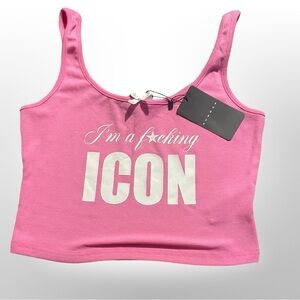 Funny Shirt Tank Top Cropped Sexy - I Am A‎ F*cking Icon